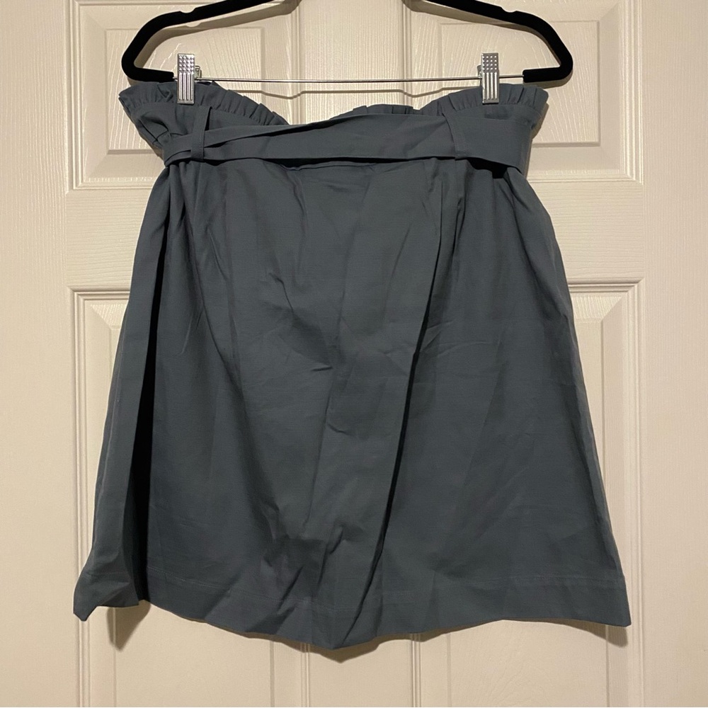 LOFT Blue Linen Skirt with Tie Front - Picture 2 of 5